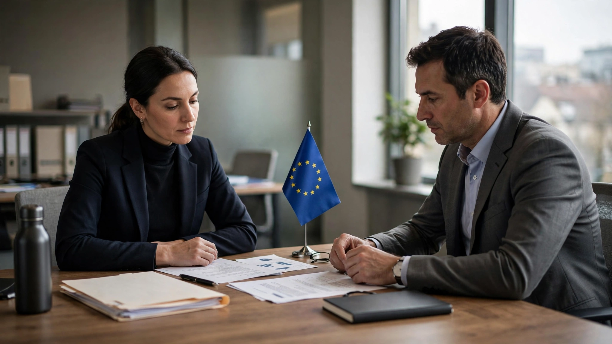 Illustration of artificial intelligence and European regulation